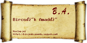 Bircsák Amadé névjegykártya